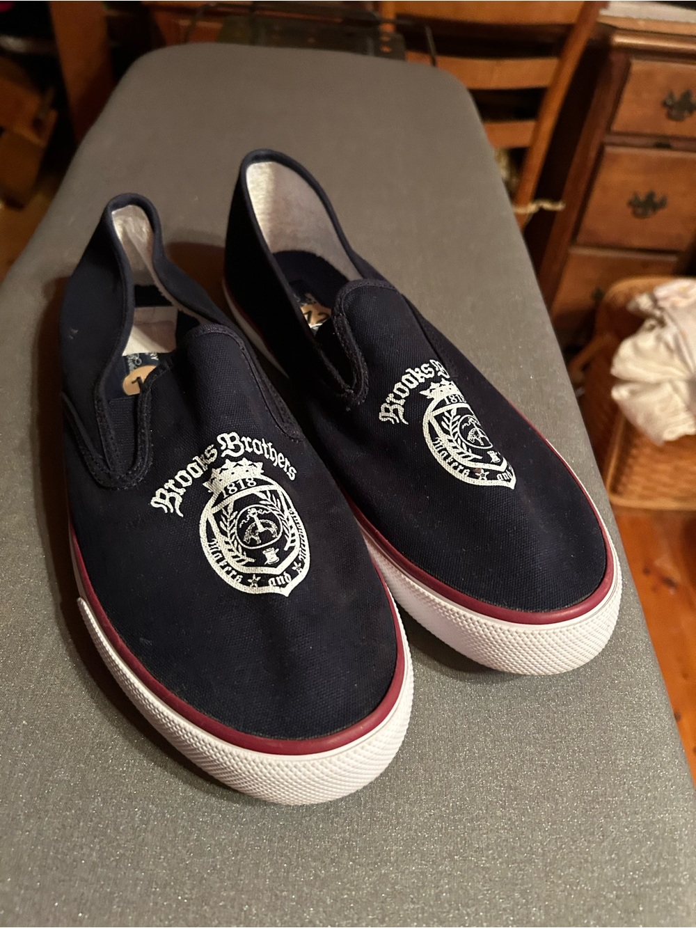 Brooks Brothers / Sperry Collab Navy Canvas Slip-On Sneakers